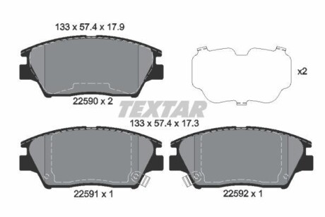 Тормозные колодки, дисковые TEXTAR 2259001