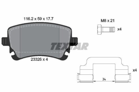 Тормозные колодки BENTLEY Continental "R "03-17 TEXTAR 2332607