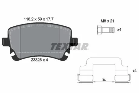 Тормозные колодки BENTLEY Continental "R "03-17 TEXTAR 2332607