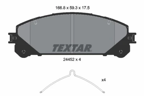 Колодки тормозные (передние) Lexus RX 08-/ Toyota Camry 17- (Advics) (166.8x59.3x17.5) TEXTAR 2445201