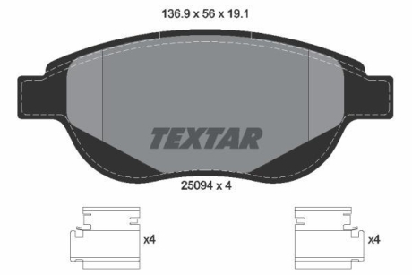 Тормозные колодки, дисковые TEXTAR 2509401 (фото 1)