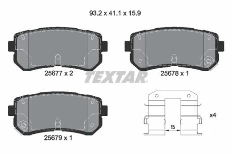 Колодки гальмівні (задні) Hyundai Creta/ix20/Sonata/Kia Ceed/Optima/Picanto 10- Q+ TEXTAR 2567701