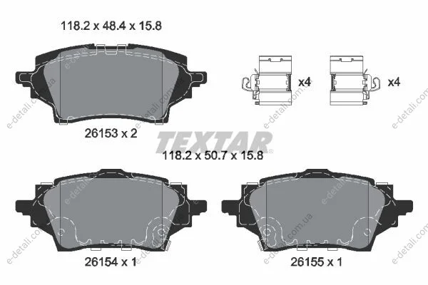 Колодки тормозные (задние) Toyota C-HR/Corolla/Yaris 19-/Suzuki Swace 20- (TRW) Q+ TEXTAR 2615301 (фото 1)