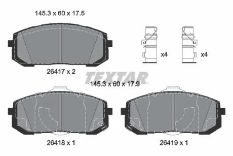 Колодки тормозные (передние) Hyundai Elantra 20-/Sonata VIII/Kia Optima V 19- Q+ TEXTAR 2641701