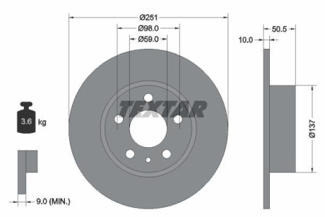 Тормозной диск TEXTAR 92046903 (фото 1)