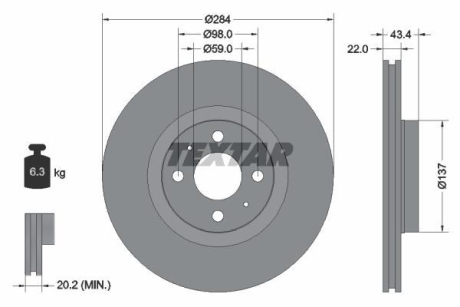 Тормозной диск TEXTAR 92053503