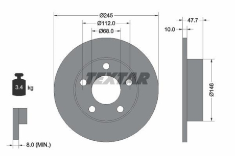 Гальмівний диск TEXTAR 92088503