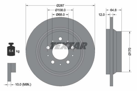 Тормозной диск TEXTAR 92100703 (фото 1)