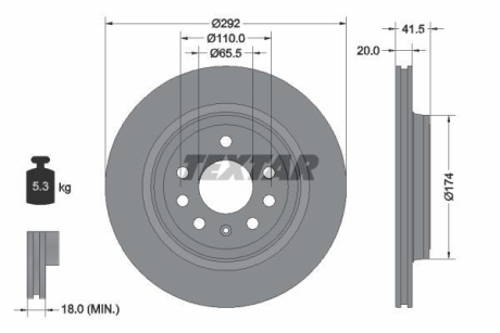 Тормозной диск TEXTAR 92118403 (фото 1)