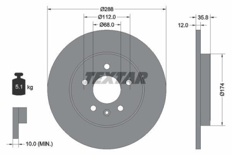 Тормозной диск TEXTAR 92137003 (фото 1)