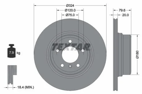 Диск тормозной BMW X5(E53) "R D=324mm "01>> TEXTAR 92146303