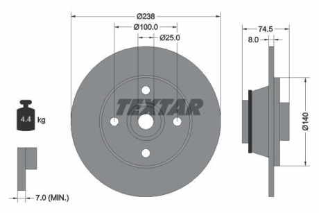 Тормозной диск с подшипником TEXTAR 92154103
