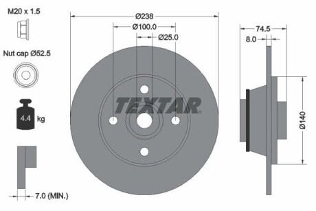 Тормозной диск с подшипником TEXTAR 92154103