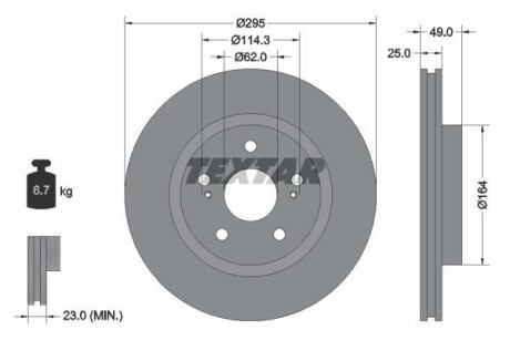 Диск гальмівний SUZUKI Grand Vitara "F D=295mm "05>> TEXTAR 92156503