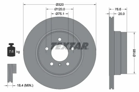 Диск тормозной (задний) BMW X5 (E70/F15) 07- (320x20) PRO TEXTAR 92161103
