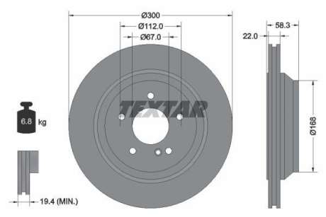 Диск тормозной MERCEDES S(W221)/SL(R230) "R D=300mm "01>> TEXTAR 92176303