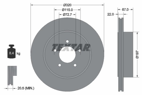 Тормозной диск TEXTAR 92177205 (фото 1)