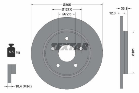Тормозной диск TEXTAR 92181005 (фото 1)
