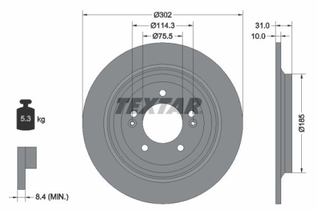 Гальмівний диск TEXTAR 92294803 (фото 1)