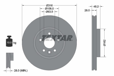 Тормозной диск TEXTAR 92300605 (фото 1)
