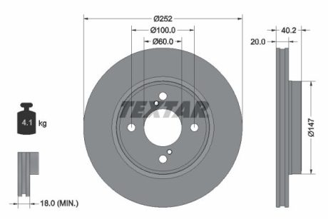 Гальмівний диск TEXTAR 92303703