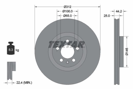 Тормозной диск TEXTAR 92306405