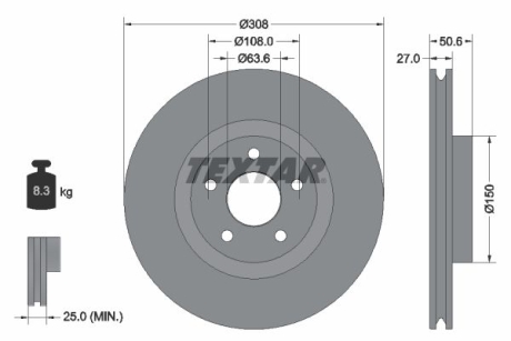 Тормозной диск TEXTAR 92306703