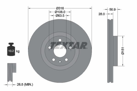 Тормозной диск TEXTAR 92309603 (фото 1)