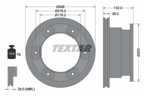 Диск тормозной IVECO Daily "R D=306mm \'\'06>> TEXTAR 93177703