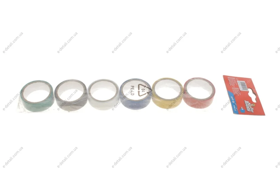Лента изоляционная 19mm 3m (разноцветная) 6 ед. Top-tools 24B115 (фото 1)