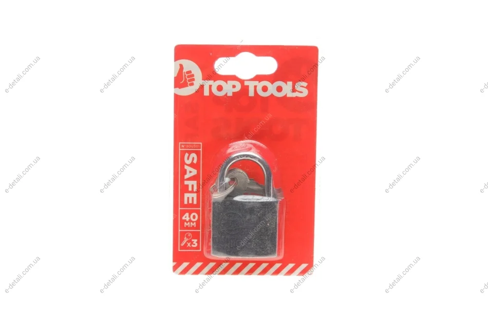 Замок навесной (40mm) (3 ключа в к-кт) Top-tools 90U301 (фото 1)