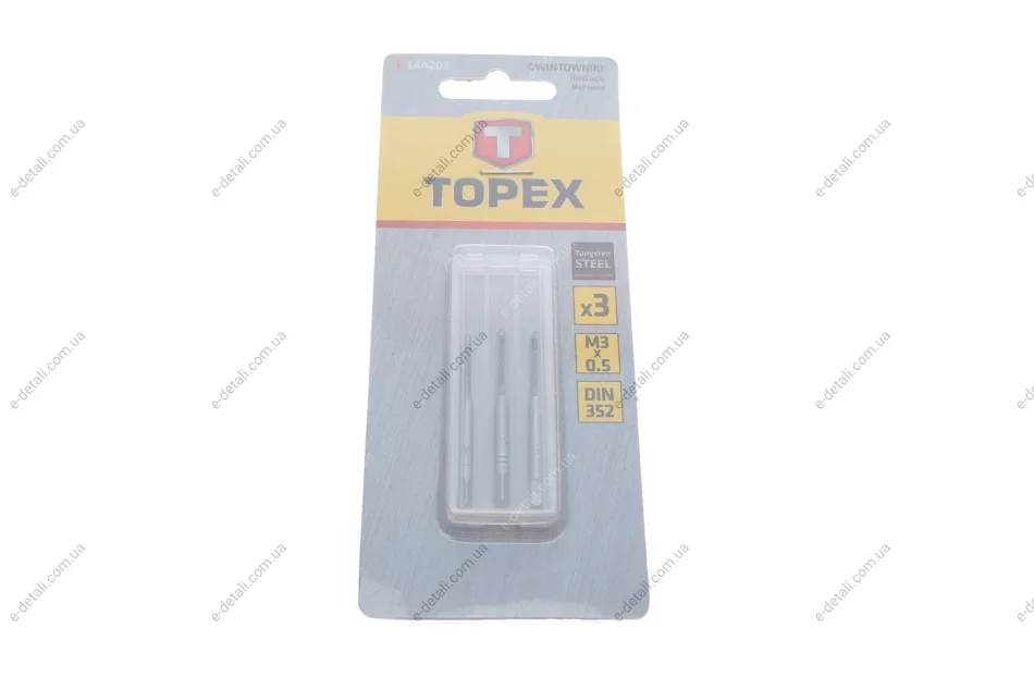 Набор инструментов для нарезки резьбы (метчики) M3 3 ед. Topex 14A203 (фото 1)