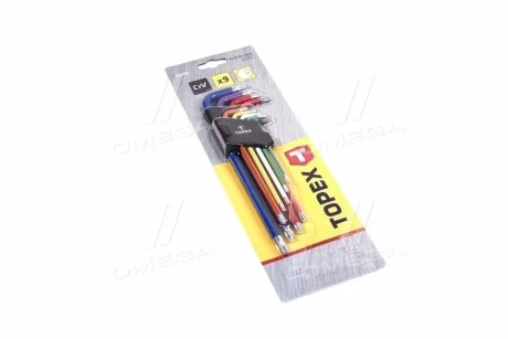Шестигранні гайкові ключі Torx, Т10-Т50 мм, комплект з 9 шт.(TOPEX) Topex 35D969