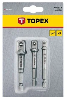 Набір перехідників для шуруповерта M6x1/2"-1/4"-3/8" 3 од. Topex 38D151