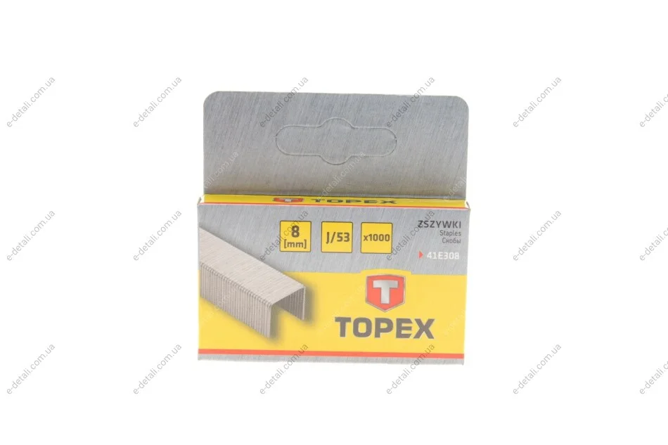 Скоба для степлера 11,3x0,7x8 mm 1000 од. Topex 41E308 (фото 1)