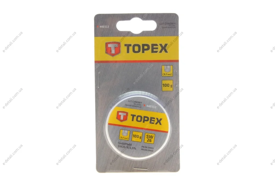 Припой оловянный (d=0.7mm) (100g) Topex 44E512 (фото 1)