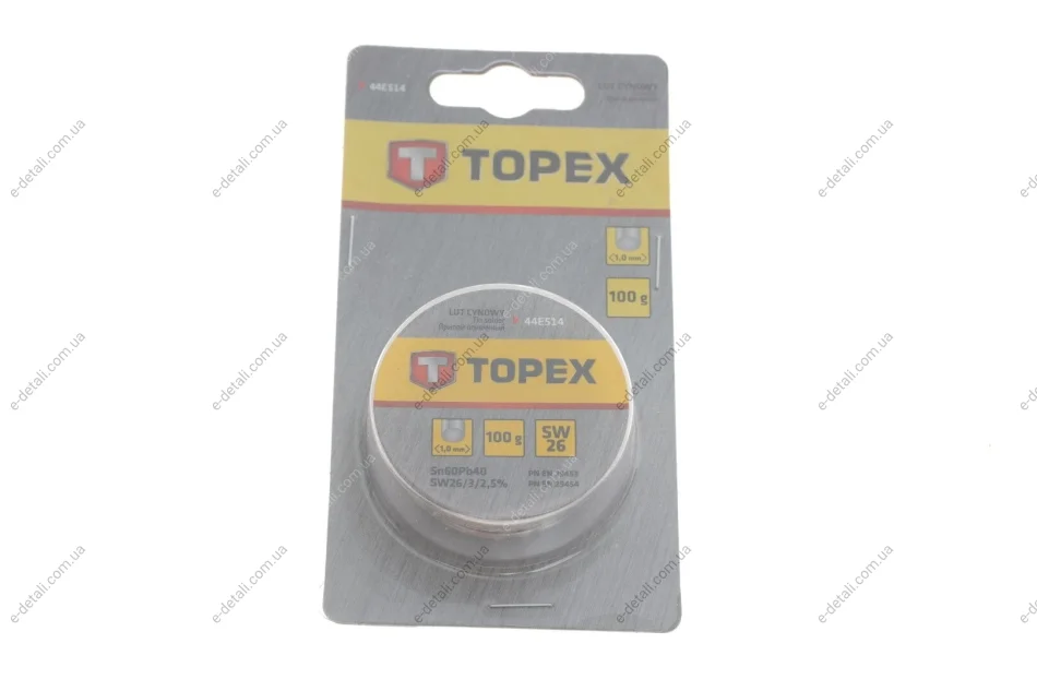 Припой оловянный (d=1.0mm) (100g) Topex 44E514 (фото 1)