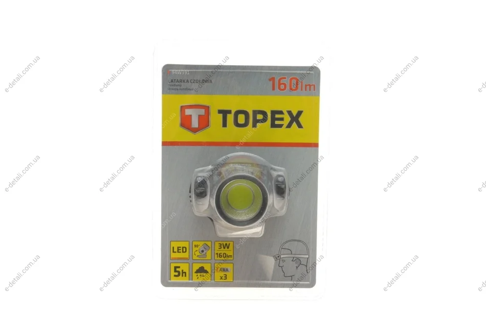 Фонарик налобный (LED COB 160Lm) Topex 94W391 (фото 1)