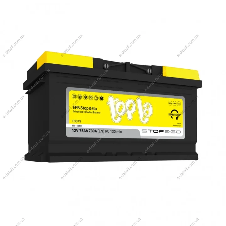 Акумулятор 75 Ah/12V EFB Topla 112 075 (фото 1)