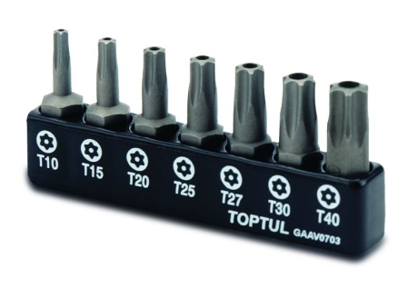 Набор бит 1/4" 7ед. (Torx: T10-T40 с отверстием) Toptul GAAV0703