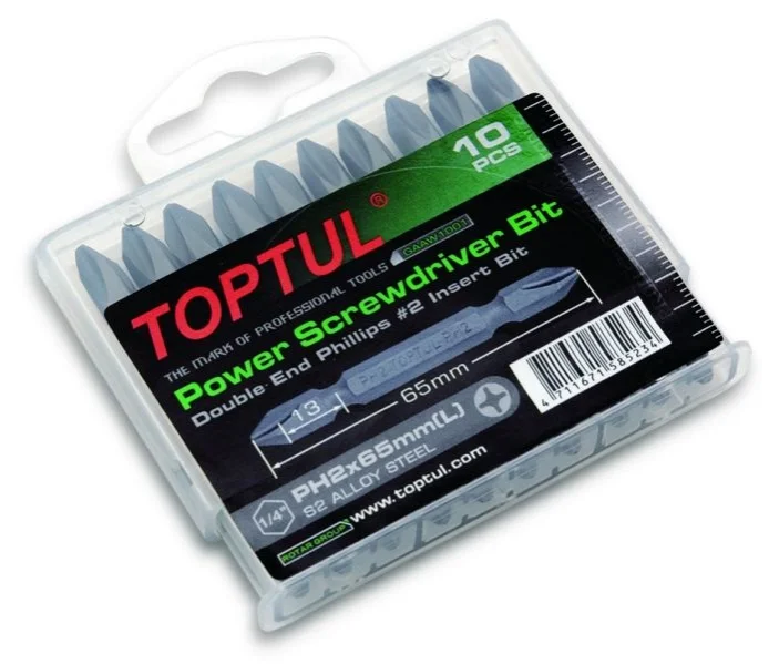 Набор бит 1/4" PH2х65мм двухсторонних 10шт. Toptul GAAW1001 (фото 1)