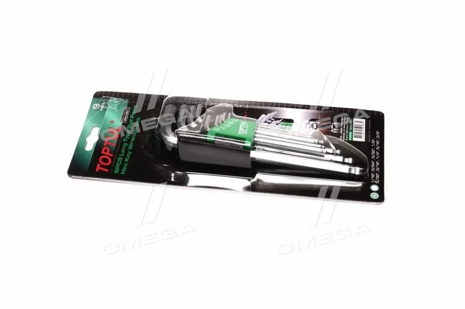 Набор дюймовых Г-обр.шестигранников с шаром 1/16"-3/8" 9ед. TO Toptul GBAL0901 (фото 1)
