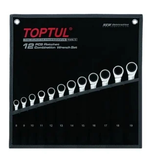 Набор ключей комбинированных с трещоткой 8-19мм в сумке 12ед. Toptul GPAQ1202