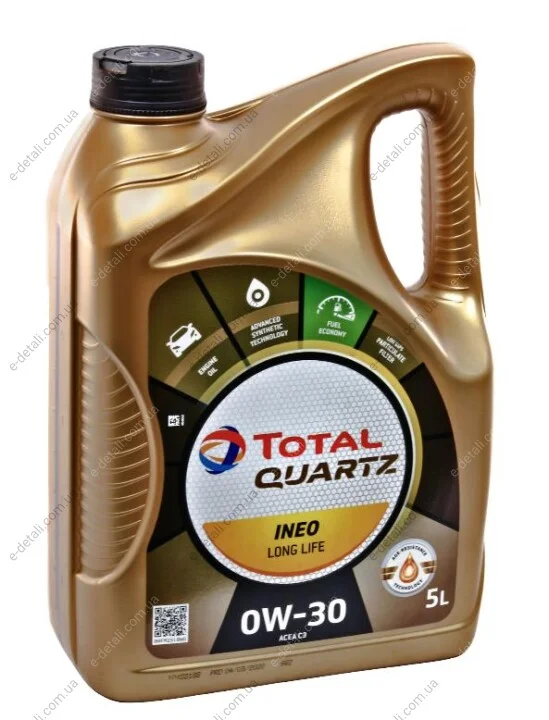 Олива 0W30 Quartz INEO LL (5L) (ACEA C3) (VW504.00/507.00) TOTAL 214225 (фото 1)