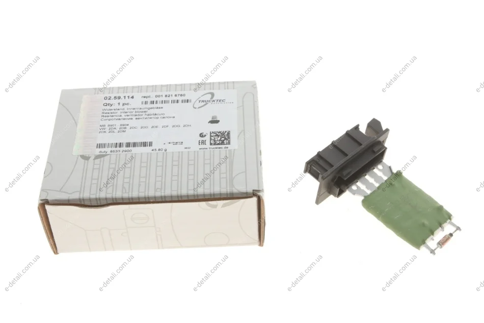 Реостат печки MB Sprinter CDI/VW LT 96-06/VW Caddy 03- (4 контакта) TRUCKTEC 02.59.114 (фото 1)