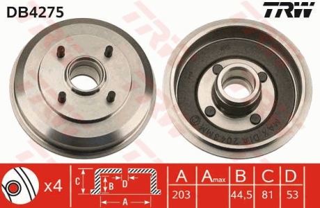 Гальмівний барабан TRW DB4275