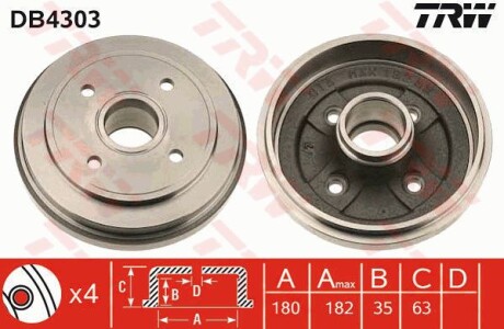 Тормозной барабан TRW DB4303