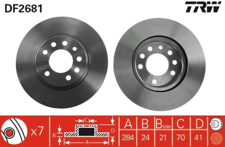 Тормозной диск TRW DF2681 (фото 1)