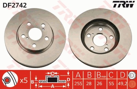Гальмівний диск TRW DF2742