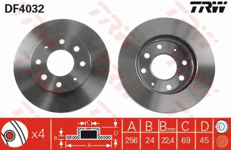 Гальмівний диск TRW DF4032